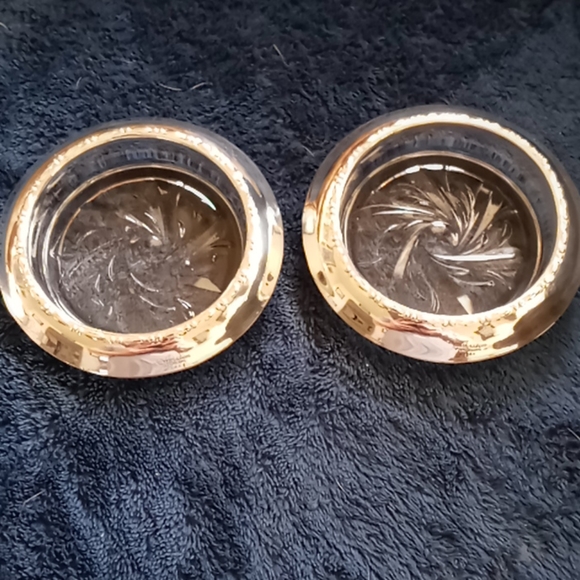 Sterling and glass coasters. - Picture 2 of 4